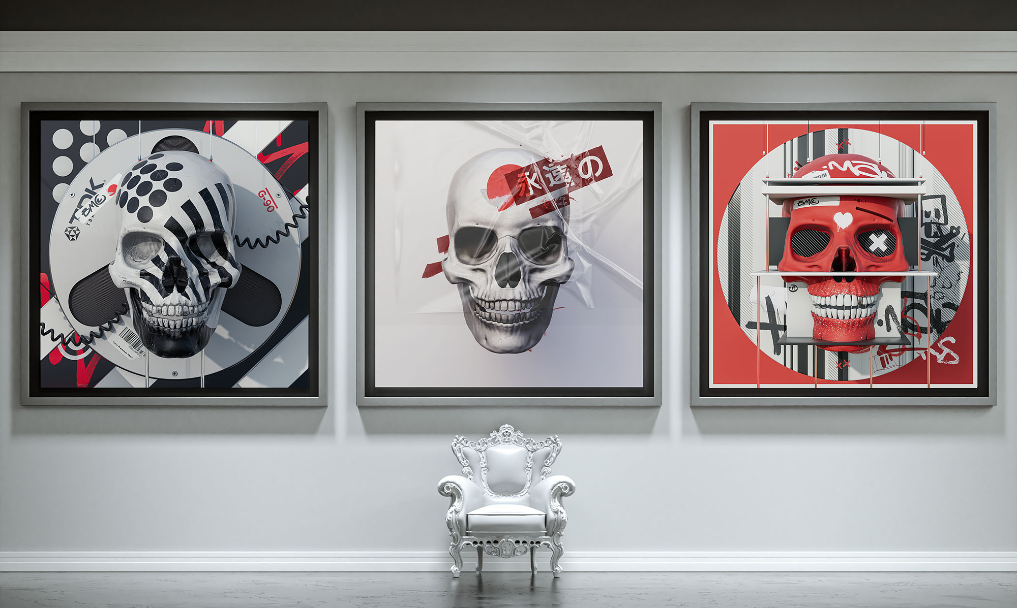 Skull Diorama Collection - Set of 3 Fine Art Prints